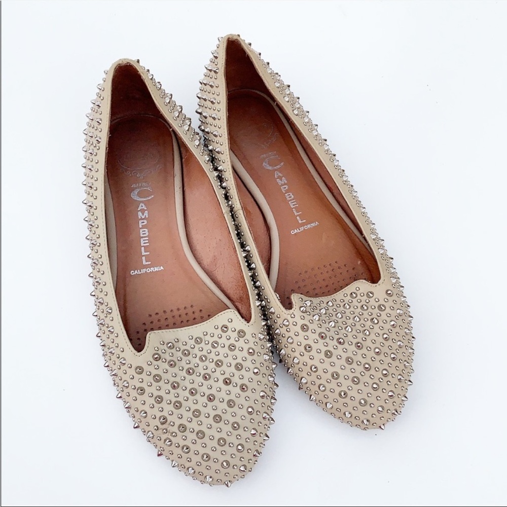 Jeffrey Campbell Martini Spike Studded Cream Flats